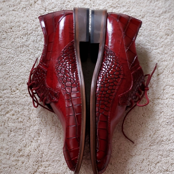 Stacy Adams Red Rolando Wingtip Oxfords - Picture 5 of 9